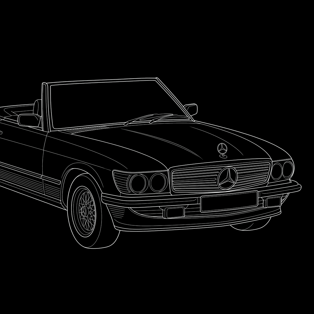 Naprawy Mercedes R107 — Przednia Szyba